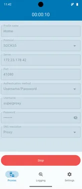 App Mockup showing connection settings
